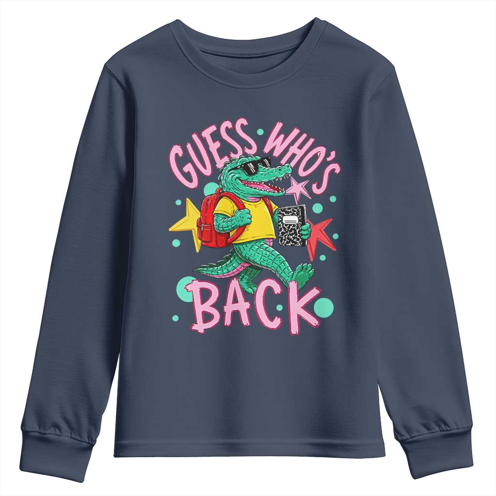 Funny Retro Alligator First Day of School Youth Sweatshirt Guess Who is Back Cute Kids Gift