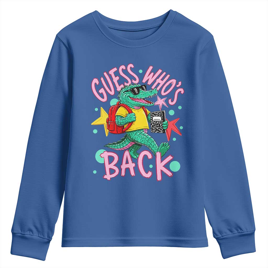 Funny Retro Alligator First Day of School Youth Sweatshirt Guess Who is Back Cute Kids Gift
