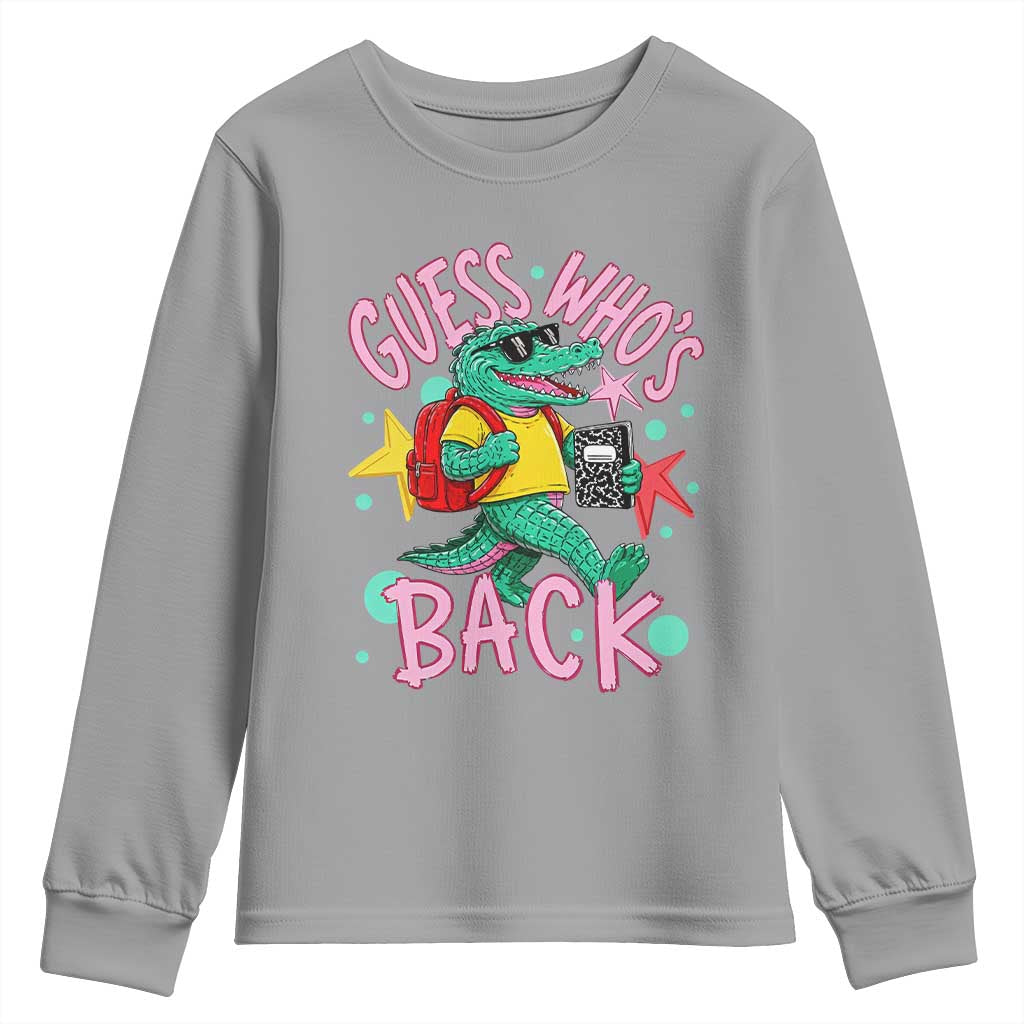 Funny Retro Alligator First Day of School Youth Sweatshirt Guess Who is Back Cute Kids Gift