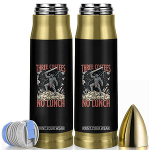 Funny Coffee Lover Fantasy Knight Graphic Bullet Tumbler Three Coffees No Lunch Work Humor Dark Fantasy Parody