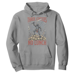 Funny Coffee Lover Fantasy Knight Graphic Hoodie Three Coffees No Lunch Work Humor Dark Fantasy Parody