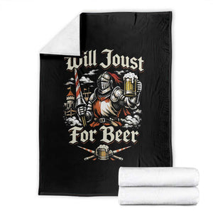 Funny Medieval Knight Drinking Humor Throw Blanket Will Joust For Beer Vintage Renaissance Faire