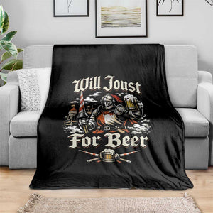Funny Medieval Knight Drinking Humor Throw Blanket Will Joust For Beer Vintage Renaissance Faire