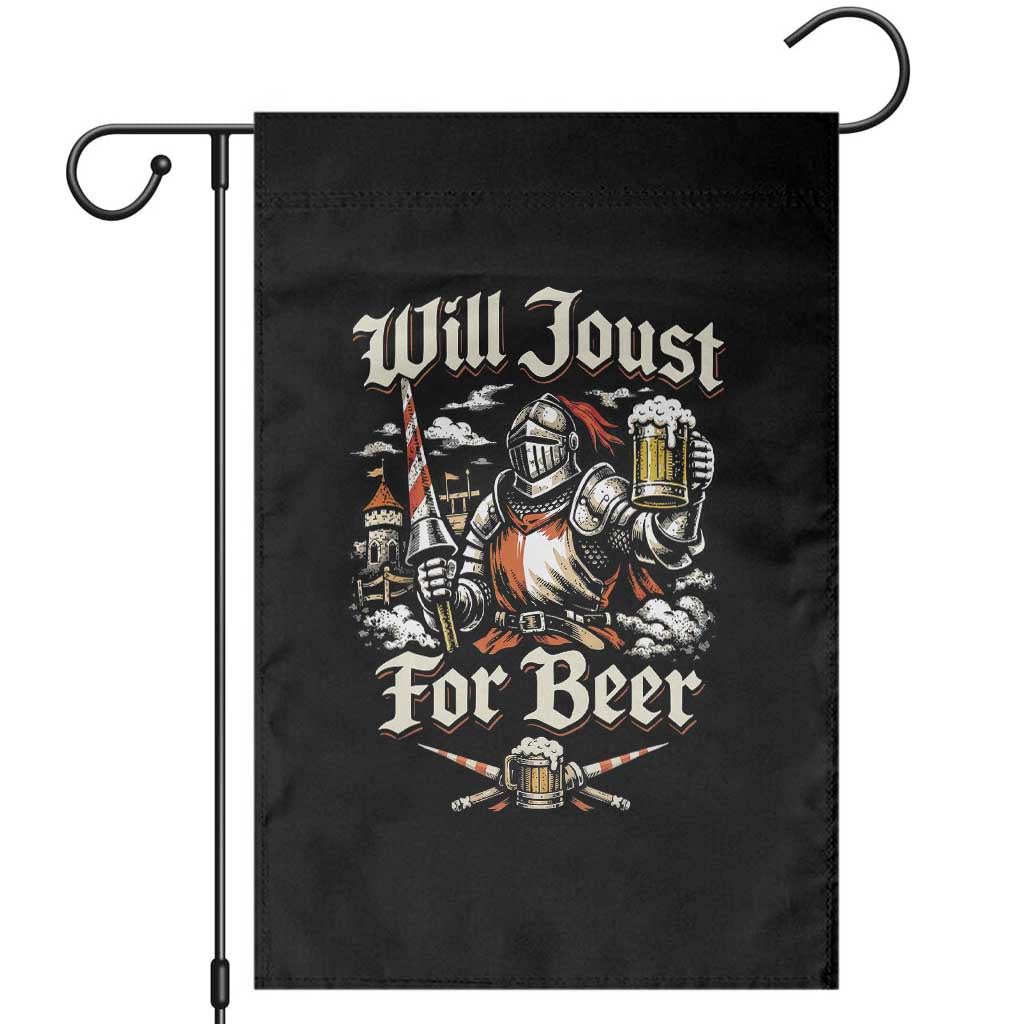 Funny Medieval Knight Drinking Humor Garden Flag Will Joust For Beer Vintage Renaissance Faire TS02 Black Print Your Wear