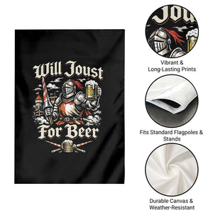 Funny Medieval Knight Drinking Humor Garden Flag Will Joust For Beer Vintage Renaissance Faire