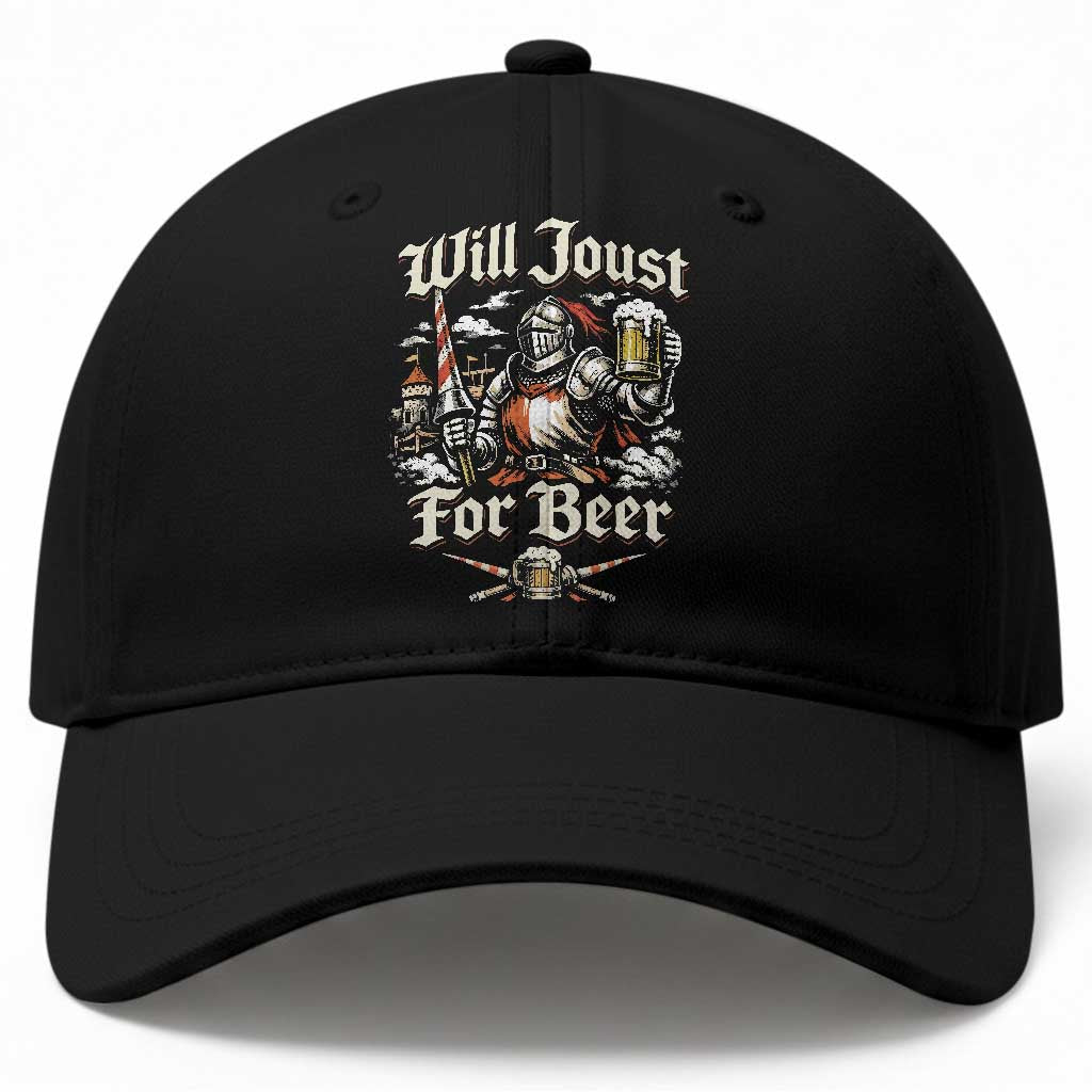 Funny Medieval Knight Drinking Humor Baseball Cap Will Joust For Beer Vintage Renaissance Faire TS02 Print Your Wear