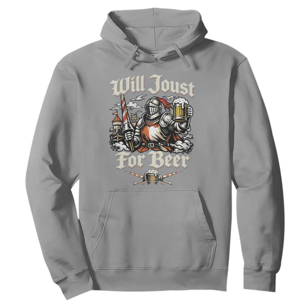 Funny Medieval Knight Drinking Humor Hoodie Will Joust For Beer Vintage Renaissance Faire