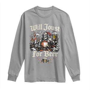 Funny Medieval Knight Drinking Humor Long Sleeve Shirt Will Joust For Beer Vintage Renaissance Faire