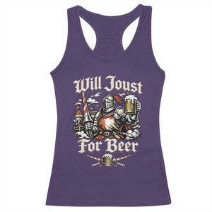 Funny Medieval Knight Drinking Humor Racerback Tank Top Will Joust For Beer Vintage Renaissance Faire