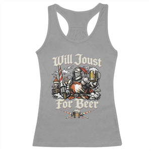 Funny Medieval Knight Drinking Humor Racerback Tank Top Will Joust For Beer Vintage Renaissance Faire