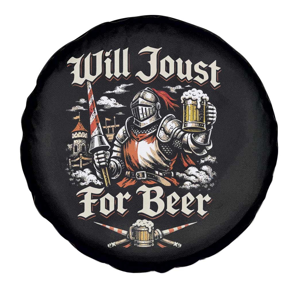 Funny Medieval Knight Drinking Humor Spare Tire Cover Will Joust For Beer Vintage Renaissance Faire
