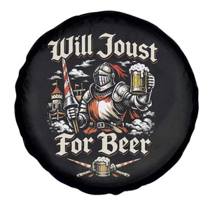 Funny Medieval Knight Drinking Humor Spare Tire Cover Will Joust For Beer Vintage Renaissance Faire