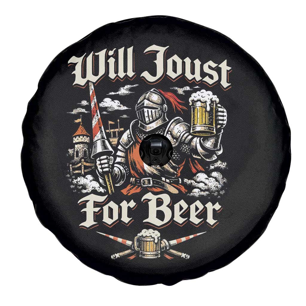 Funny Medieval Knight Drinking Humor Spare Tire Cover Will Joust For Beer Vintage Renaissance Faire