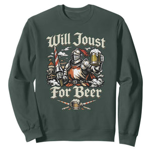 Funny Medieval Knight Drinking Humor Sweatshirt Will Joust For Beer Vintage Renaissance Faire