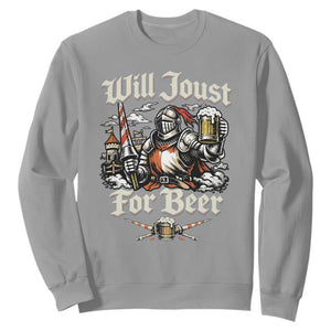 Funny Medieval Knight Drinking Humor Sweatshirt Will Joust For Beer Vintage Renaissance Faire