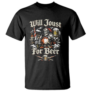 Funny Medieval Knight Drinking Humor T Shirt Will Joust For Beer Vintage Renaissance Faire