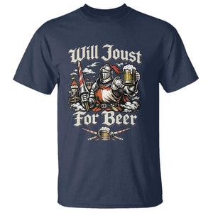 Funny Medieval Knight Drinking Humor T Shirt Will Joust For Beer Vintage Renaissance Faire