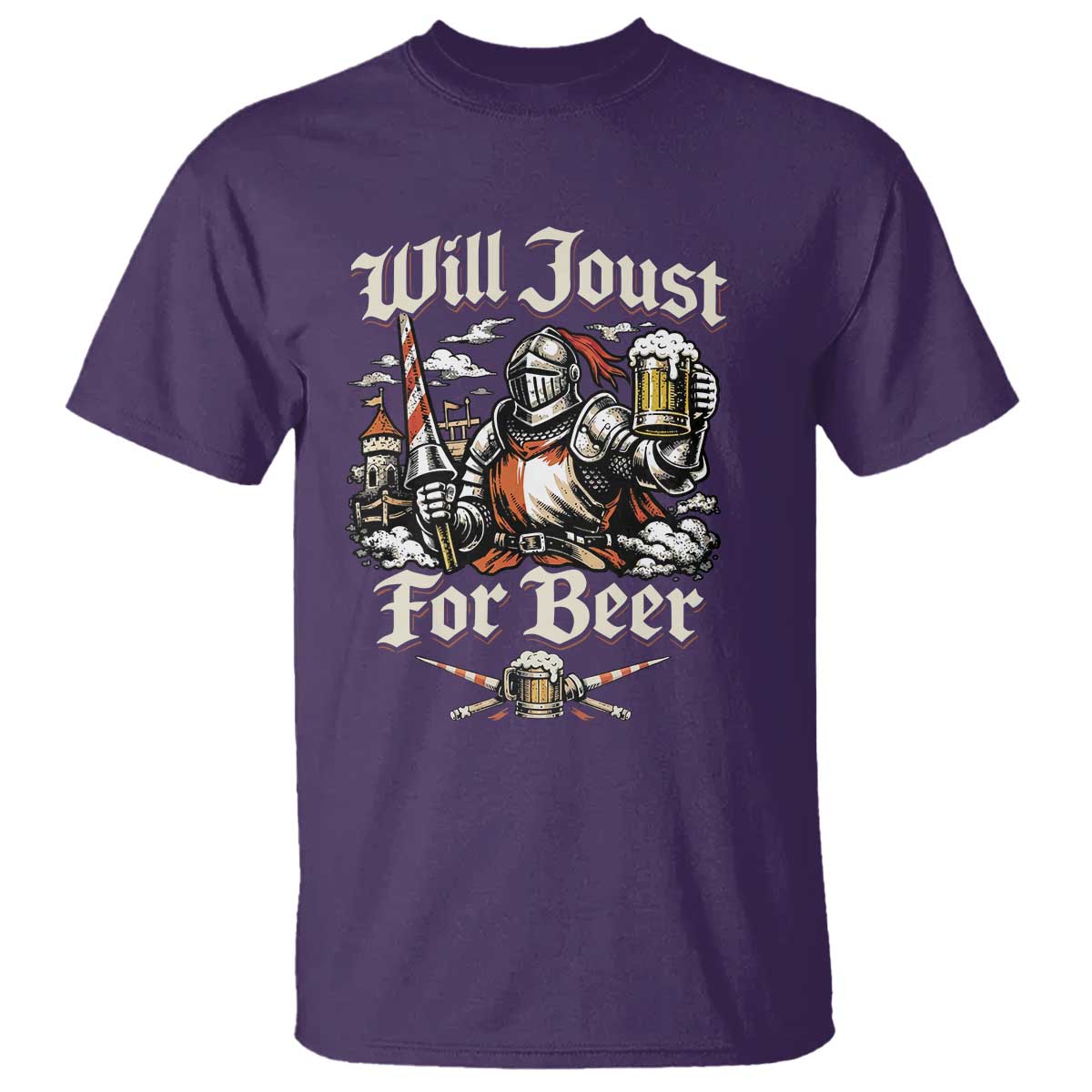 Funny Medieval Knight Drinking Humor T Shirt Will Joust For Beer Vintage Renaissance Faire