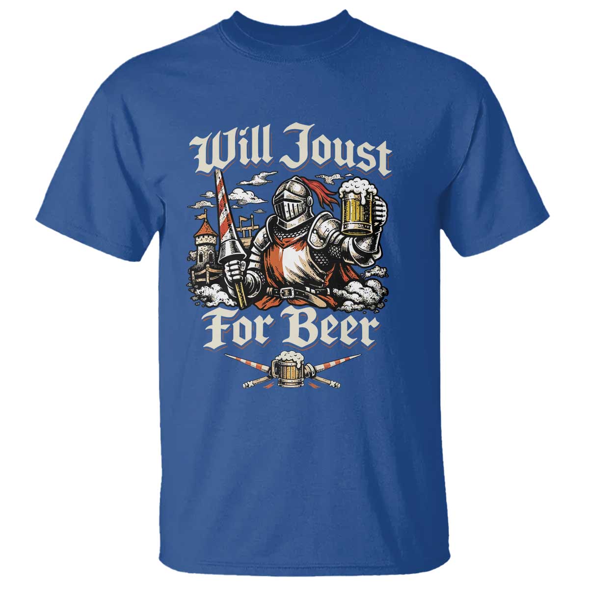 Funny Medieval Knight Drinking Humor T Shirt Will Joust For Beer Vintage Renaissance Faire