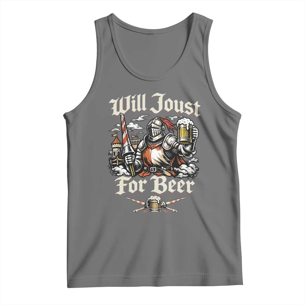Funny Medieval Knight Drinking Humor Tank Top Will Joust For Beer Vintage Renaissance Faire