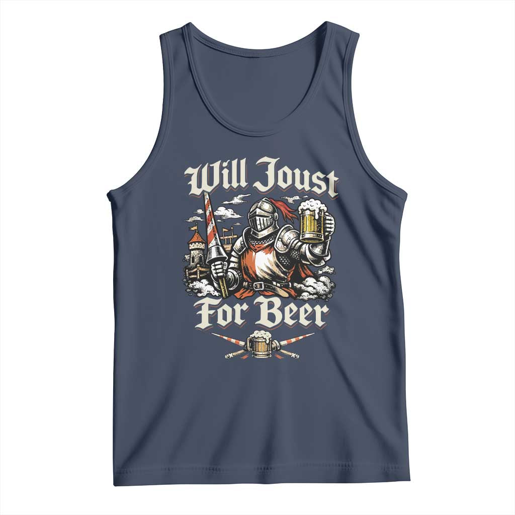 Funny Medieval Knight Drinking Humor Tank Top Will Joust For Beer Vintage Renaissance Faire
