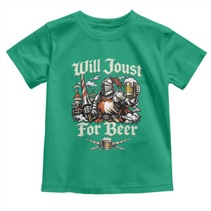 Funny Medieval Knight Drinking Humor Toddler T Shirt Will Joust For Beer Vintage Renaissance Faire