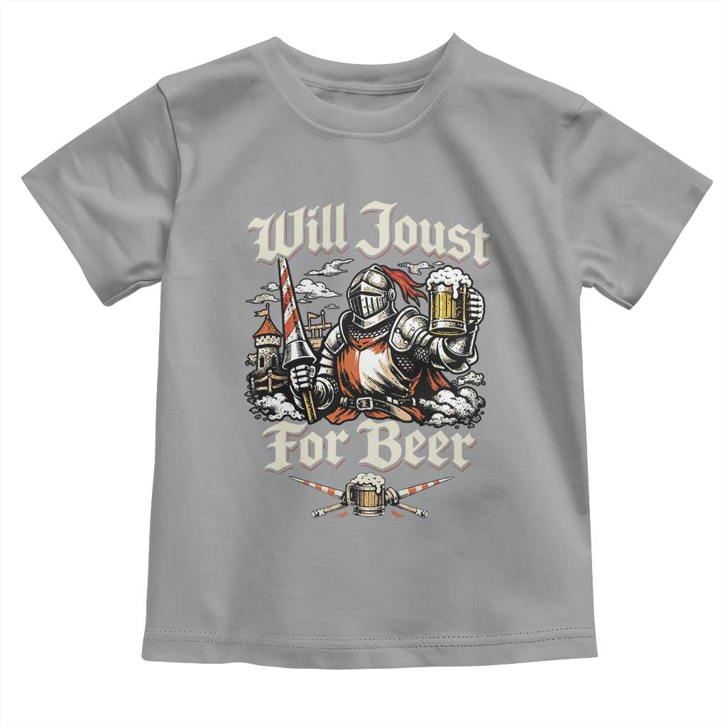 Funny Medieval Knight Drinking Humor Toddler T Shirt Will Joust For Beer Vintage Renaissance Faire