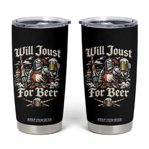 Funny Medieval Knight Drinking Humor Tumbler Cup Will Joust For Beer Vintage Renaissance Faire