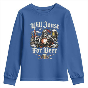 Funny Medieval Knight Drinking Humor Youth Sweatshirt Will Joust For Beer Vintage Renaissance Faire