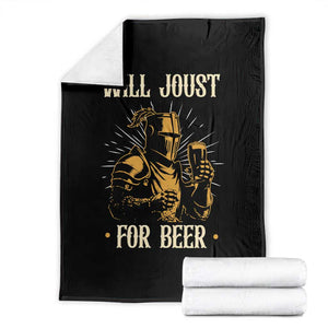 Funny Medieval Knight  Drinking Festival Humor Throw Blanket Will Joust For Beer Renaissance Faire