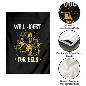 Funny Medieval Knight  Drinking Festival Humor Garden Flag Will Joust For Beer Renaissance Faire