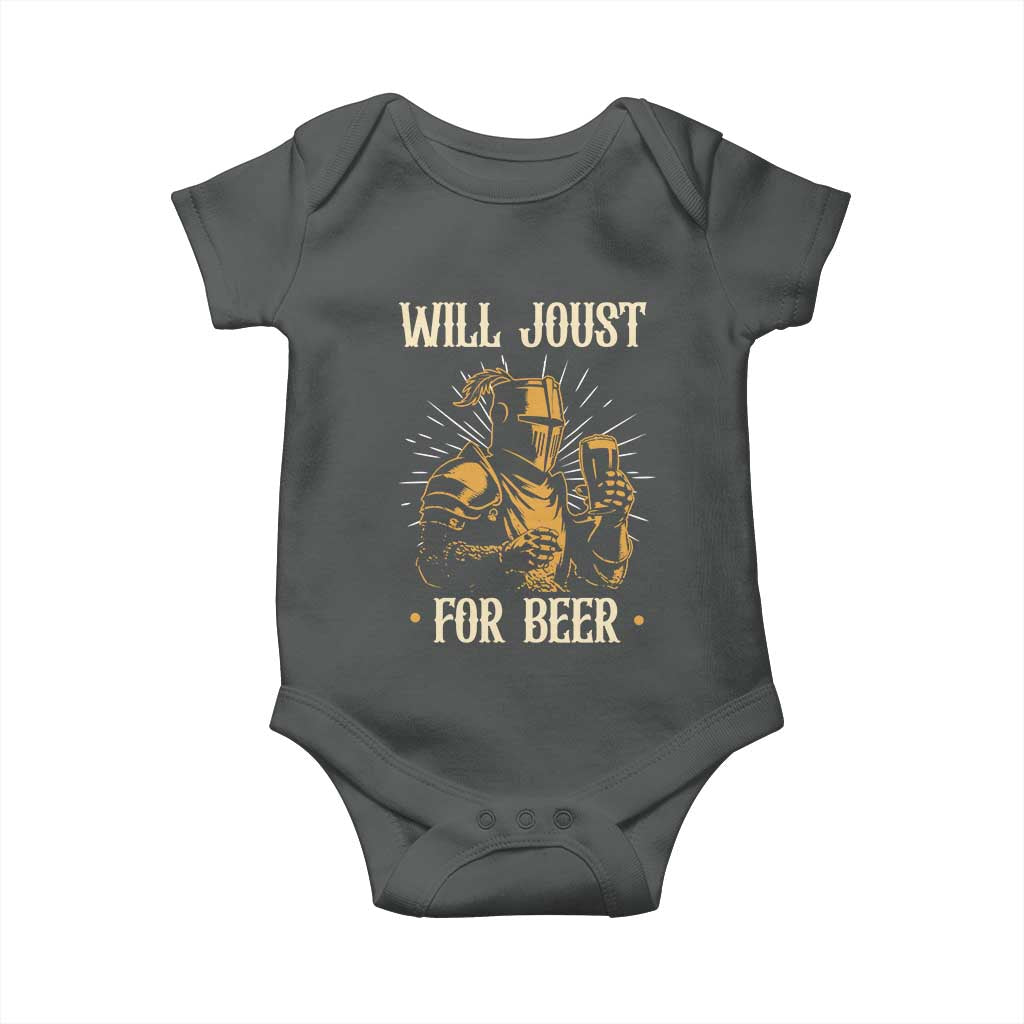 Funny Medieval Knight  Drinking Festival Humor Baby Onesie Will Joust For Beer Renaissance Faire