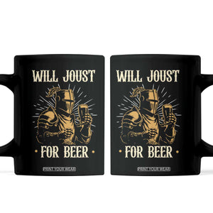 Funny Medieval Knight  Drinking Festival Humor Coffee Mug Will Joust For Beer Renaissance Faire