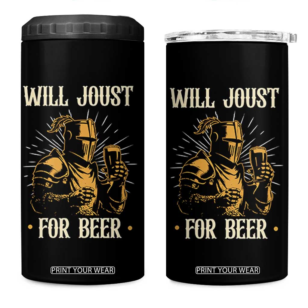 Funny Medieval Knight Drinking Festival Humor 4 in 1 Can Cooler Tumbler Will Joust For Beer Renaissance Faire TS02 One Size: 16 oz Black Print Your Wear