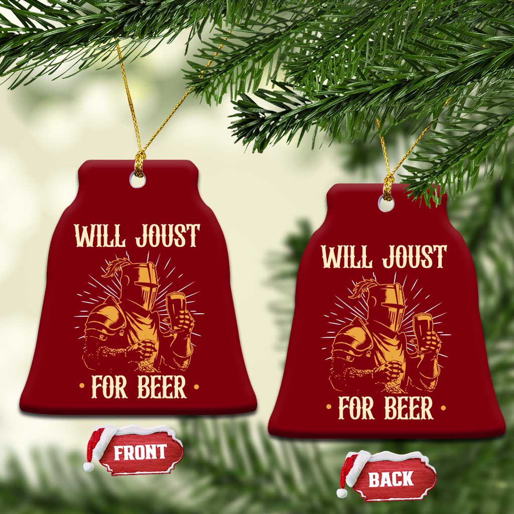 Funny Medieval Knight  Drinking Festival Humor Ceramic Ornament Will Joust For Beer Renaissance Faire