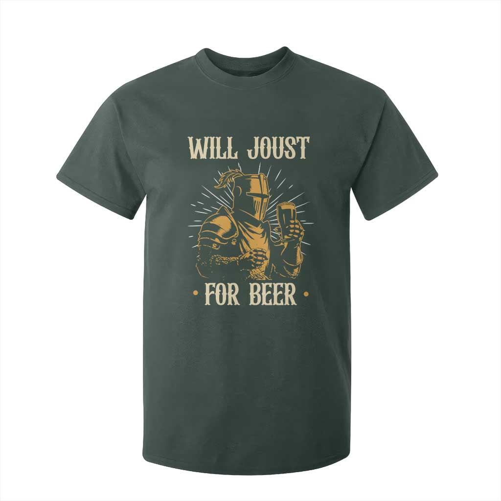 Funny Medieval Knight  Drinking Festival Humor T Shirt For Kid Will Joust For Beer Renaissance Faire