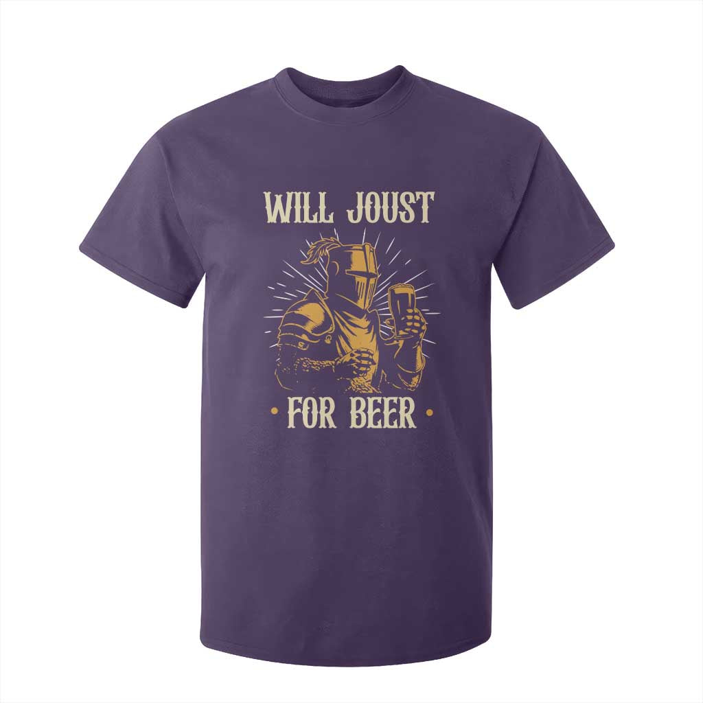 Funny Medieval Knight  Drinking Festival Humor T Shirt For Kid Will Joust For Beer Renaissance Faire