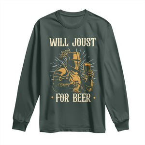 Funny Medieval Knight  Drinking Festival Humor Long Sleeve Shirt Will Joust For Beer Renaissance Faire