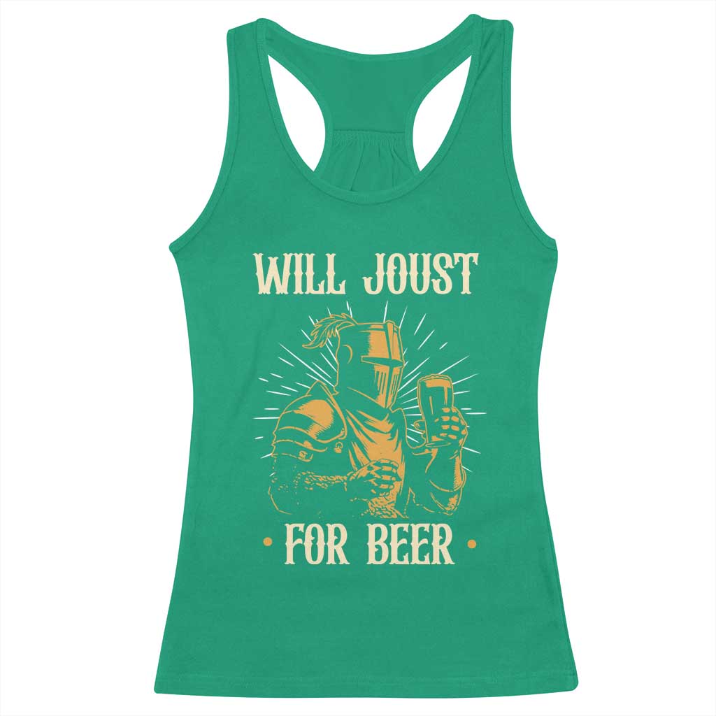 Funny Medieval Knight  Drinking Festival Humor Racerback Tank Top Will Joust For Beer Renaissance Faire