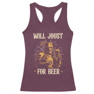 Funny Medieval Knight  Drinking Festival Humor Racerback Tank Top Will Joust For Beer Renaissance Faire