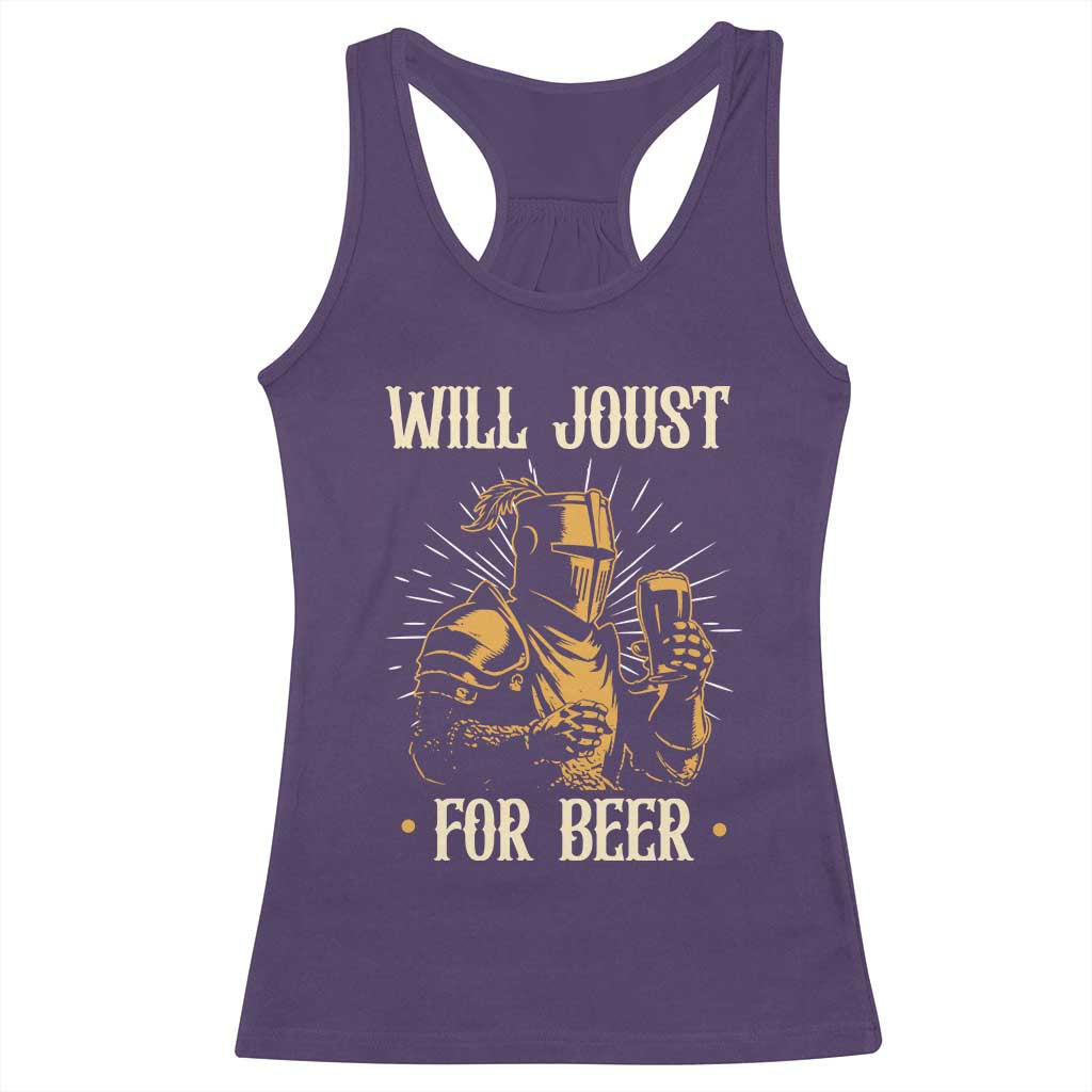 Funny Medieval Knight  Drinking Festival Humor Racerback Tank Top Will Joust For Beer Renaissance Faire