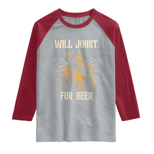 Funny Medieval Knight  Drinking Festival Humor Raglan Shirt Will Joust For Beer Renaissance Faire