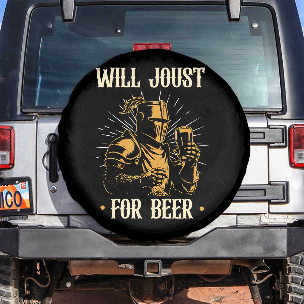 Funny Medieval Knight Drinking Festival Humor Spare Tire Cover Will Joust For Beer Renaissance Faire TS02 No hole Black Print Your Wear