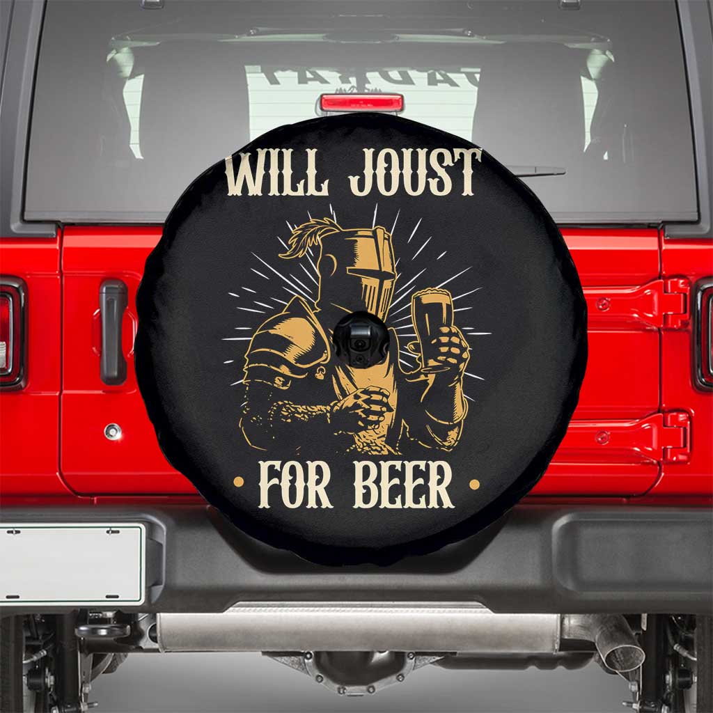 Funny Medieval Knight  Drinking Festival Humor Spare Tire Cover Will Joust For Beer Renaissance Faire