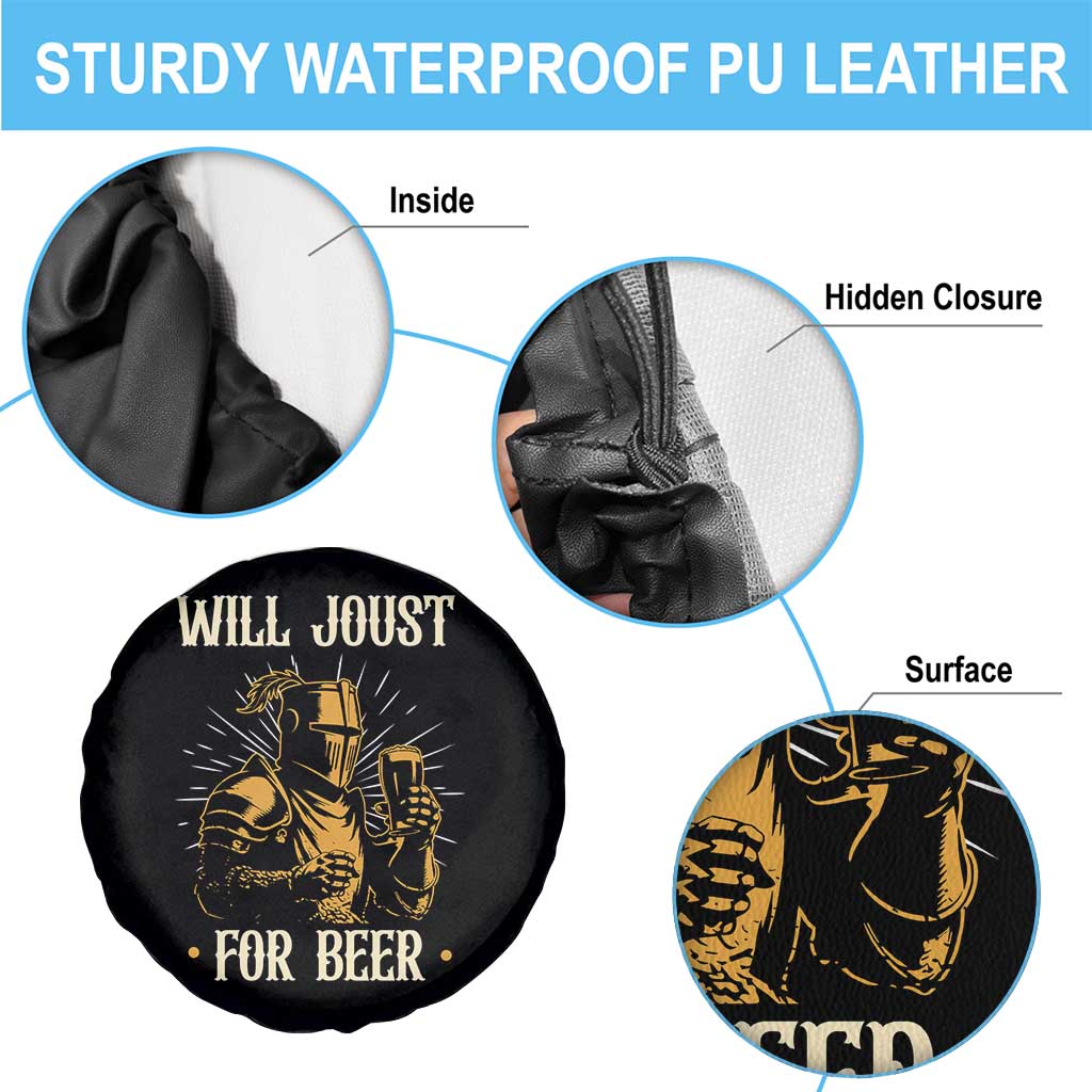 Funny Medieval Knight  Drinking Festival Humor Spare Tire Cover Will Joust For Beer Renaissance Faire