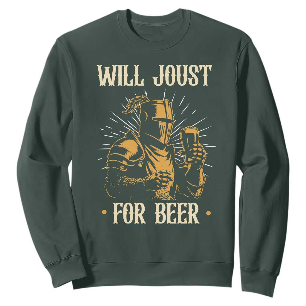 Funny Medieval Knight  Drinking Festival Humor Sweatshirt Will Joust For Beer Renaissance Faire
