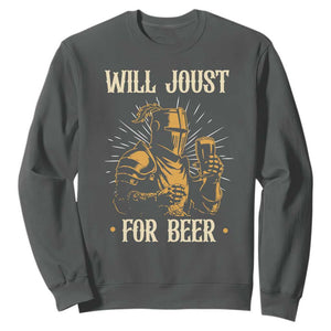 Funny Medieval Knight  Drinking Festival Humor Sweatshirt Will Joust For Beer Renaissance Faire