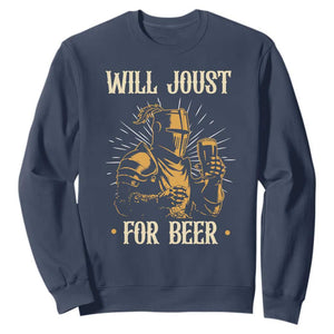 Funny Medieval Knight  Drinking Festival Humor Sweatshirt Will Joust For Beer Renaissance Faire