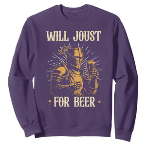 Funny Medieval Knight  Drinking Festival Humor Sweatshirt Will Joust For Beer Renaissance Faire