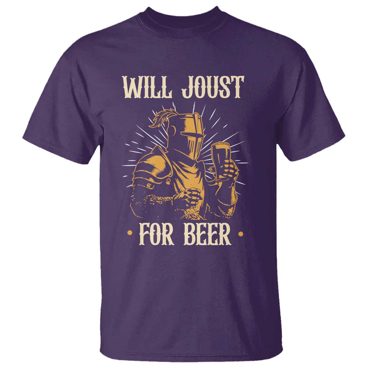 Funny Medieval Knight  Drinking Festival Humor T Shirt Will Joust For Beer Renaissance Faire